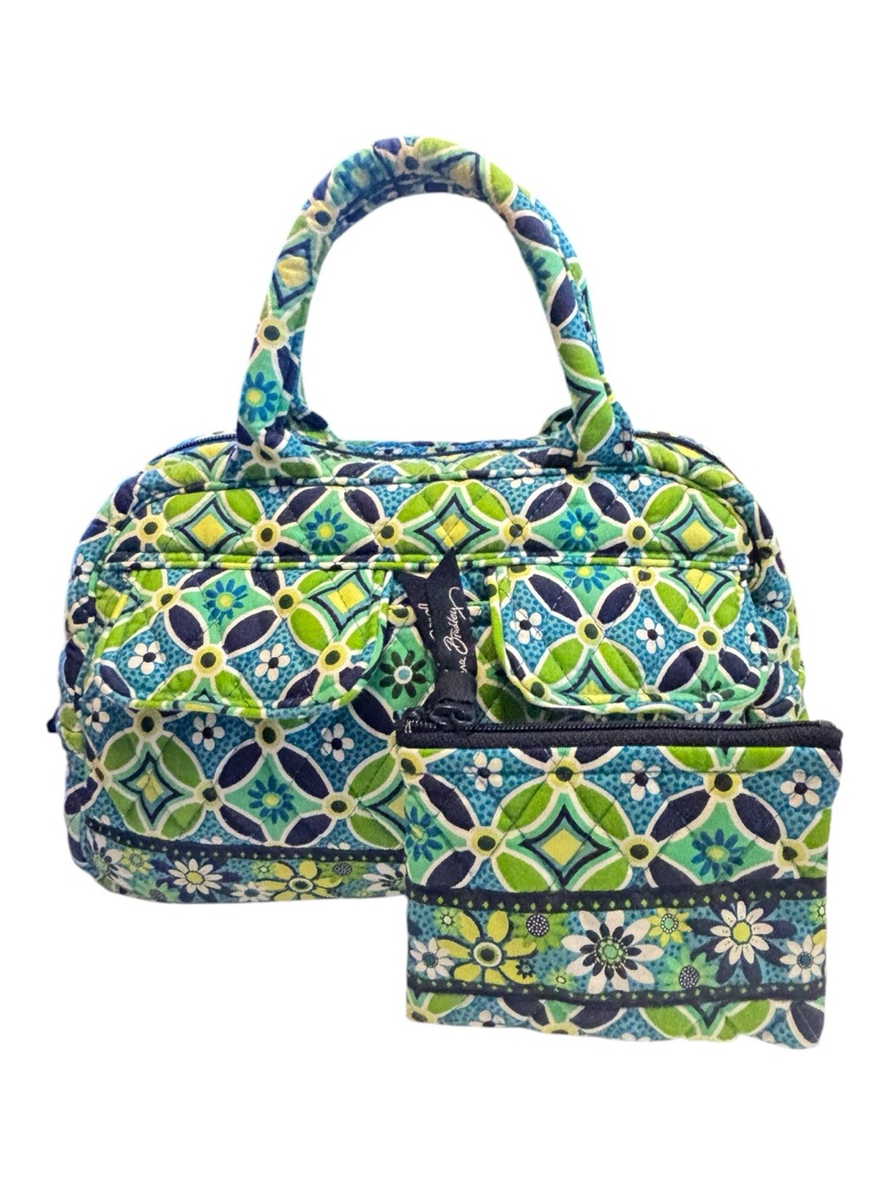 Vera Bradley Daisy Daisy Patterned Quilted Handbag with Matching coin purse